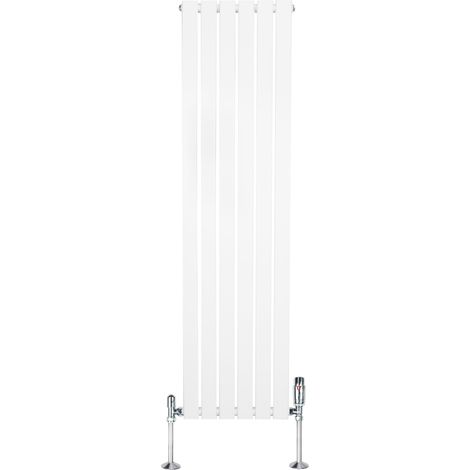 Radiateur Plat à 1 Colonne & Vannes 1600 x 420 mm en Acier Blanc Chauffage Centrale Moderne Verticale Monté Sur Mur Cuisine Salle de Bain [Brosse de Nettoyage & Supports INCLUSES] (1/5)