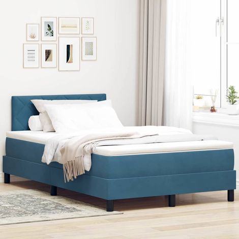 LED Boxspringbett mit Matratze Dunkelblau 120 x 190 cm Samt (1/5)