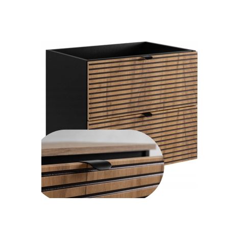 Rodan Waschbeckenunterschrank Loft 60 cm, Braun Matt und Schwarz, 46 x 60 x 57 cm, feuchtraumgeeignet, Badmöbel Unterschrank