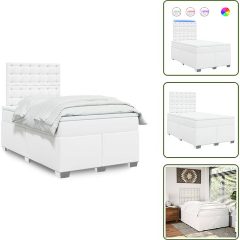 Sommier à lattes de lit avec matelas blanc 120x190cm similicuir - Sommier À Lattes De Lit - Sommiers À Lattes De Lit - Lit - Meuble De Chambre À Coucher