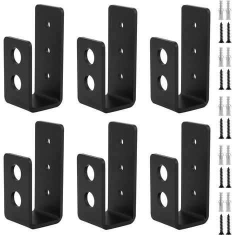 Lot de 6 supports d'angle en U - Pinces de porte en acier inoxydable - Serrure de porte de sécurité en U - Profil en U - Pour serrures de porte renforcées - Supports avec (1/5)