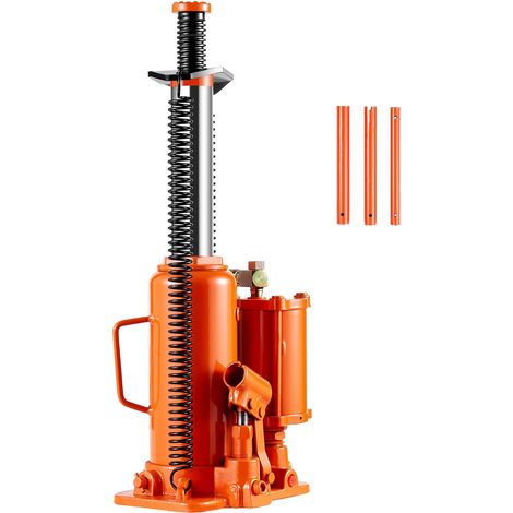 Crics bouteille pneumatique 12 tonnes, levage 265-505 mm, robuste avec pompe manuelle, idéal pour SUV, camion et voiture, orange. (1/5)
