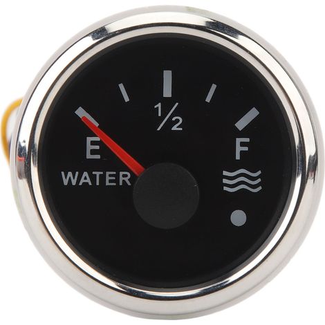 Indicatore di livello dell'acqua da 52 mm E 1/2 F, retroilluminazione a colori, da 240 a 33 ohm per camper, yacht, barca, DC9 32V, quadrante nero con copertura argentata. (1/4)