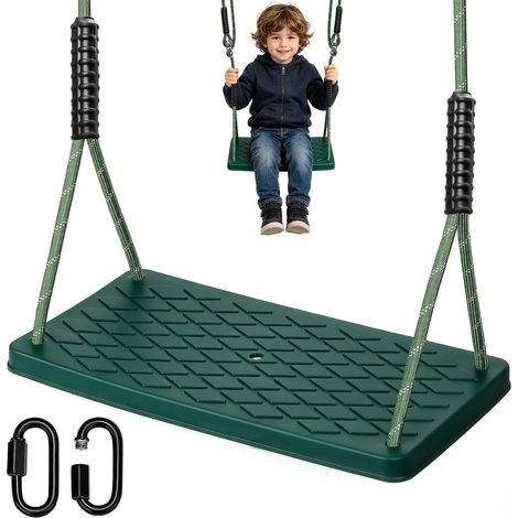 Balançoire de Jardin, balançoire d'extérieur en Caoutchouc Souple antidérapant avec Corde réglable et 2 mousquetons pour l'intérieur et l'extérieur, Aire de Jeux pour Adolescents/Adultes, Vert (1/5)