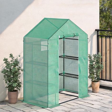Serre de jardin 143 x 74 x 190 cm avec étagères et fenêtre (1/5)