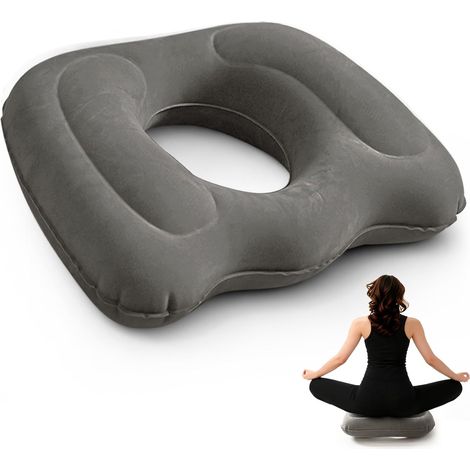 Coussin Gonflable Ergonomique pour Coccyx et Hémorroïdes, Coussin de Siège Ajustable et Portable pour Bureau, Voiture, Voyage et Confort Quotidien,Gris
