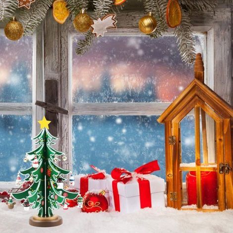 Kit de sapin de Noël en bois à faire soi-même, sapin miniature créatif, décorations de fête, sapin de table. (1/5)