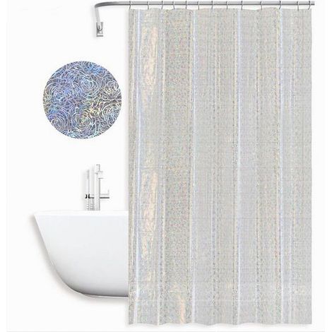 TRADE SHOP - Tenda Per Doccia Vasca Da Bagno Design Astratto Con 12 Ganci 180 X 180 Cm 87187 -