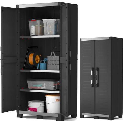ARMADIO RESINA "KETER GARAGE" ALTO NERO L89 P54 H188CM (1/2)