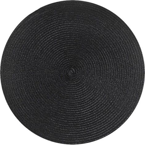 Lot de 4 sets de table ronds napperons Vintage en coton napperon en tissu facile à nettoyer napperons antidérapants résistants à la chaleur naturels (noir) (1/5)