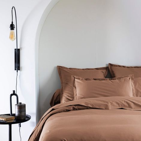 Taie d'oreiller coton percale Marron 50x70 - SOMEO - MORPHEE