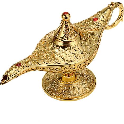 Lampe classique Aladdin Legend Magic Genie Light pour la maison ou le bureau, décoration de table vintage avec coffret cadeau (doré) (1/5)