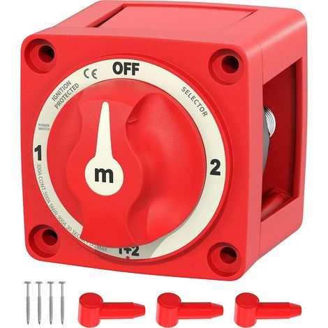 Interruttore di disconnessione batteria 12V-48V 300A, per impieghi gravosi, a 4 posizioni, impermeabile e ignifugo, per auto, barche, camper, camion e quad. (1/5)