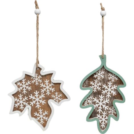 Copo de Nieve Hojas Decoración x2 11cm - Atmosphera créateur d'intérieur