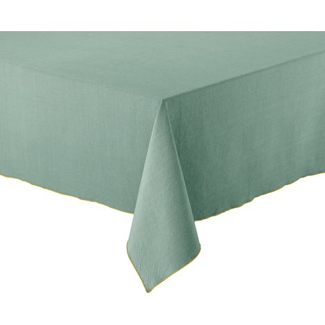 VIVARAISE - Nappe domestique Winkler Grace en coton recyclé 100%, couleur aqua - 180 x 350 cm (1/2)
