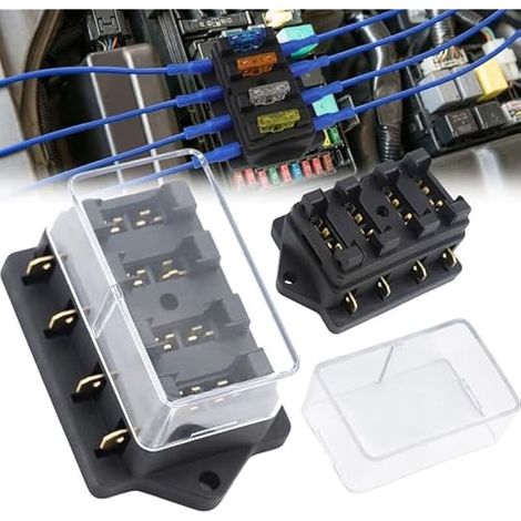 Porte Fusible 12v à 4 Voies: 2 Pièces Boite a Fusible 12V avec 4 Fusibles 5 A/10 A/15 A/20 A pour DC 12 V/24 V Voiture Bateau Camion VAN SUV Véhicule Marin