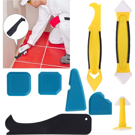 Ensemble de 8 grattoirs à main en plastique pour mastic silicone, accessoires de quincaillerie industrielle (1/5)
