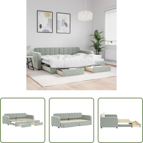 vidaXL Lit gigogne - Lit de jour avec gigogne et tiroirs sans matelas 80x200 cm (1/5)