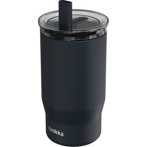 Quokka Mist - Taza térmica de acero inoxidable de 720 ml con pajita (negra) (1/3)