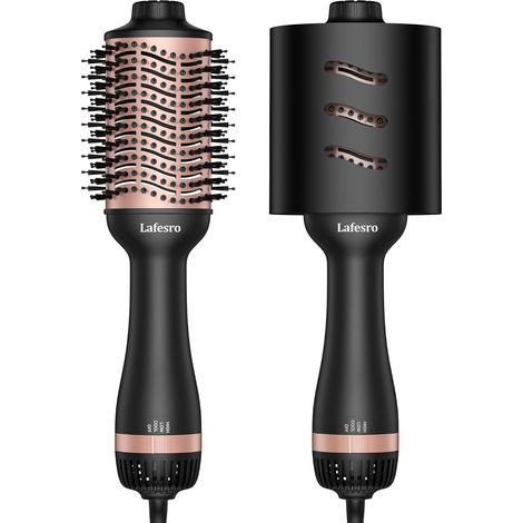 Brosse à sèche-cheveux, brosse à air chaud, récipient ovale en céramique ionique (60 mm), anti-frisottis négatifs, style de salon lisse, brillant, sèche-cheveux et volume avec étui de (1/5)