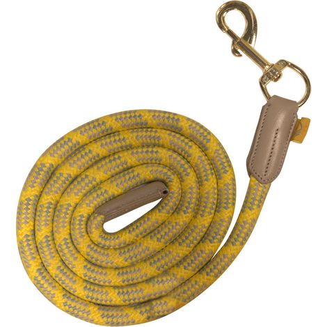 180 cm, grigio e beige: Lunghina in nylon per cavalli modello Limone con moschettone semplice