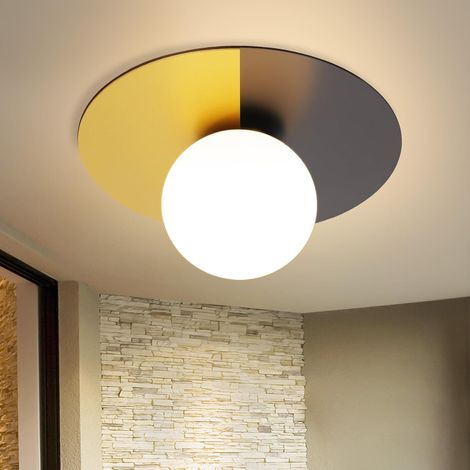 GBLY Deckenlampe Wohnzimmer Deckenleuchte Flur - Wohnzimmerlampe Schwarzgold Vintage Flurlampe Glas und Metall E14 Modern Design Deckenbeleuchtung für Kinderzimmer Gang Schlafzimmer(ohne Leuchtmittel)