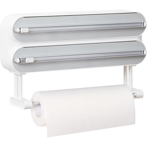 Aluminiumfolienspender mit Papierhandtuchhalter – Magnetische Wandmontage, kein Bohren erforderlich, weiß – Platzsparende Küchenlösung (1/5)