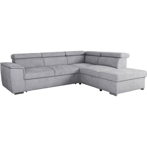 Canapé d'angle convertible réversible - 5 places - DAYTONA - Tissu Silver - Coffre - 260 x 216 x 94 cm (1/5)
