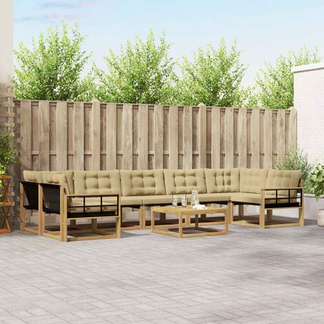vidaXL Outdoor-Sofagarnitur 8 pcs Weiß und Beige 79 x 79 x 37 cm (1/5)