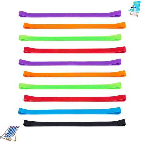 Lot de 10 porte-serviettes en silicone pour chaise longue - Accessoire pour serviettes de plage - Sangle de fixation élastique - Dimensions : 30 x 1 cm - Convient aux chaises de plage, chaises de pisc (1/5)