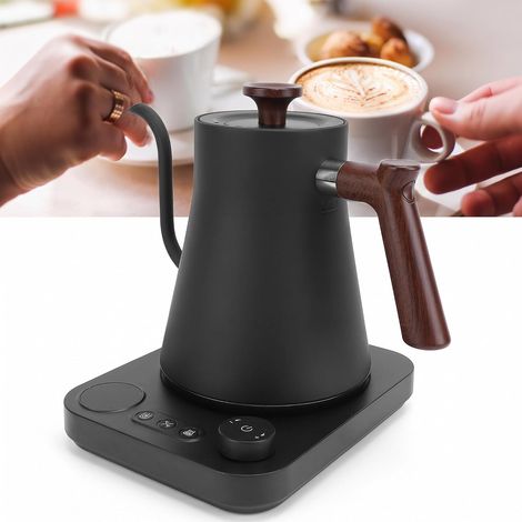 Bouilloire électrique 1200 W Col de Cygne, Contrôle de la Température de la Bouilloire à café, Théière électrique avec Minuterie à écran LCD, Acier Inoxydable 304 (Prise UE 220V) (1/5)