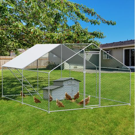 3 x 4 x 2 m Metall-Hühnergehege mit Schloss und wasserdichter PE-Plane OKMYHOME (1/5)
