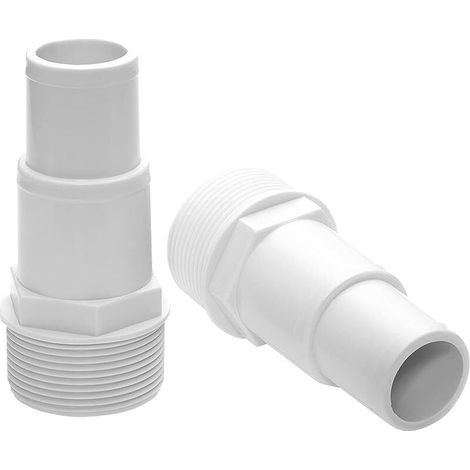 Adaptador roscado de 1-1/2" - Conector para manguera de piscina - Diámetro de conexión a presión 32/38 mm - Accesorios universales para filtros y bombas de piscina (Paquete de 2)