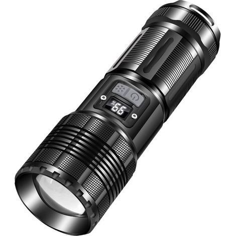 Lampe Torche LED Ultra Puissante, Batterie Intégrée de 6000 mAh avec Indicateur d'alimentation numérique à LED, adaptée au camping, aux urgences (1/5)