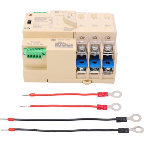 Commutateur de transfert automatique biphasé 3P 63A 220V, boîtier blanc en PP ignifuge, interrupteur de basculement de puissance double (1/5)