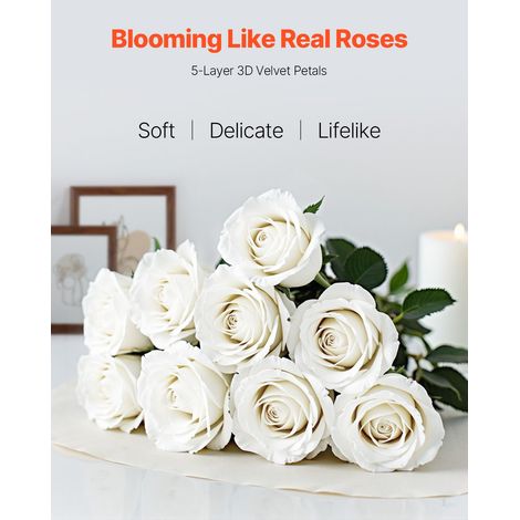 Rose Artificielle Lot de 60 Fleurs Artificielles 508 mm Bouquets de Fausses Fleurs Aspect Réaliste avec Tête de Rose 70 mm, pour Dé… (1/5)