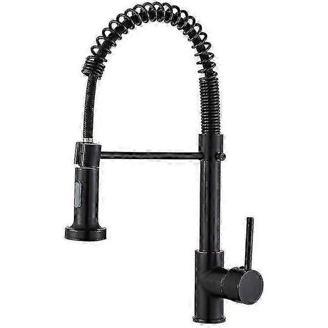 Robinet mitigeur de cuisine noir mat avec douchette extensible (1/5)