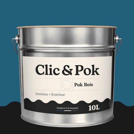 Peinture Bois Extérieur – POK BOIS - 10L - RAL 5009 - Bleu azur- Résistante aux intempéries - Ne s'écaille pas (1/4)