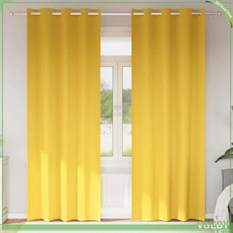 Rideaux occultants - FAFEISY - 4107396 - Jaune moutarde - Tissage triple 80–90% - Crochets et anneaux (2 pcs) (1/5)