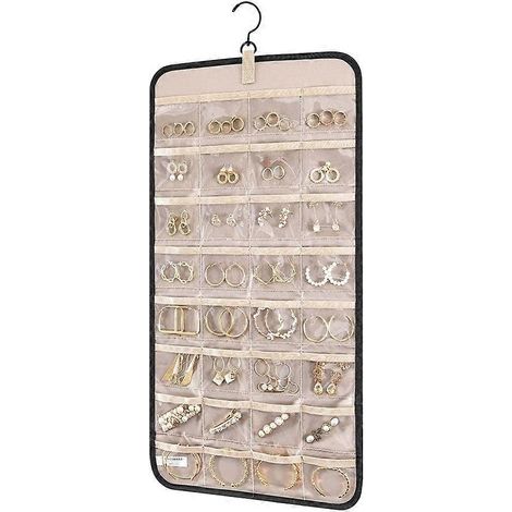 Organisateur de bijoux suspendu, poches transparentes, rangement multifonctionnel (1/4)