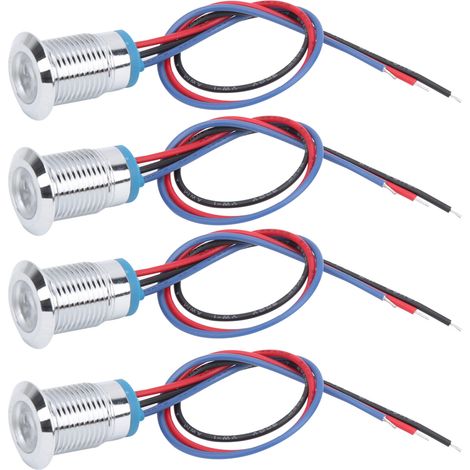 4 Ensembles LED Pré-câblés Ronds Étanches 2 Couleurs Anode Commune 12mm 3-6V (Rouge et Bleu)