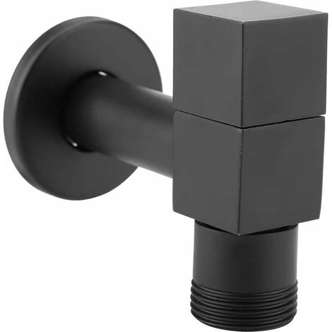 Robinet d'eau froide en cuivre noir avec poignée carrée, robinet pour lave-linge et évier avec jet d'eau intégré pour salle de bain et cuisine (filetage G3/4) (1/5)