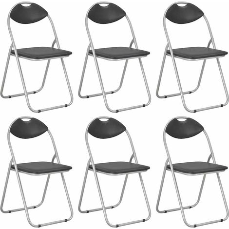 vidaXL Sillas plegables, 6 unidades, piel sintética negra. (1/5)