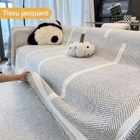 Housse de Canapé Chenille à Motif Chevrons Gris 180x300 cm Jeté Plaid Anti-Griffes 45 × 42 × 4 cm 1,862 kg – Livraison gratuite