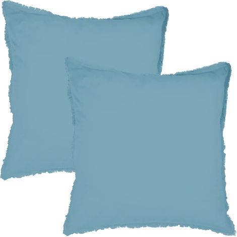 Lot de 2 taies d'oreiller Coton LAVÉ à Franges 100% Coton (1/5)