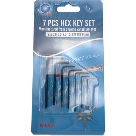 7 pièces 0.7mm-3mm Mini hexagone Hexagonal clé Allen Ensemble clé Tournevis Trousse à Outils (1/5)