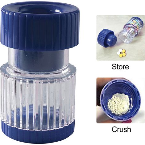 Broyeur de comprimés portable 2 en 1 avec récipient de stockage et coupe-pilules (1/5)