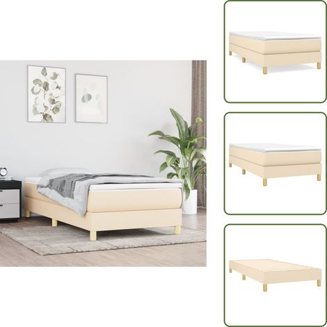 The Living Store Struttura Letto a Rete a Molle Crema 80x200 cm in Tessuto - Letto a molle