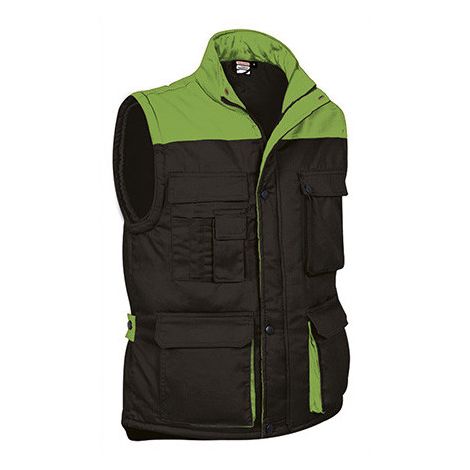 Chaleco multibolsillos en colores combinados VALENTO Thunder S Negro/Verde manzana