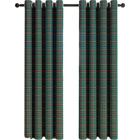 Rideaux rayés semi-occultants à œillets — Style rustique champêtre (Idéal pour cuisine et salon) — Lot de 2 pièces, 160 x 132 cm (1/5)